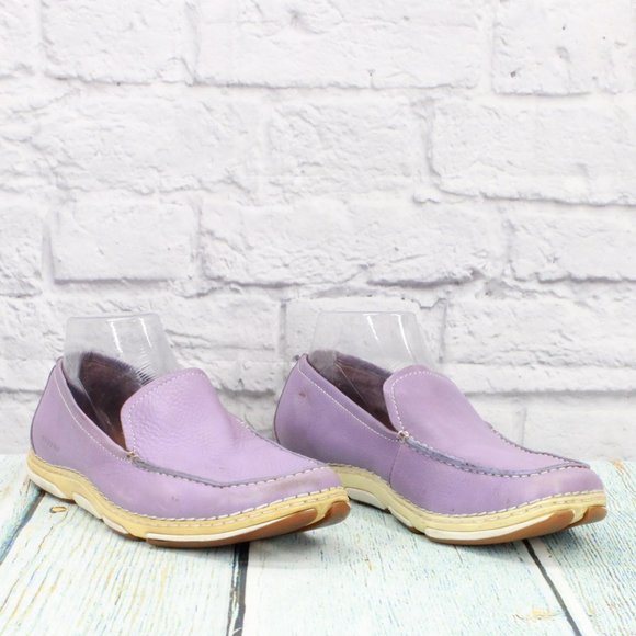 Sebago Dover Purple Leather Slip On Moccasins Shoes Size 8.5 Medium - Picture 3 of 8